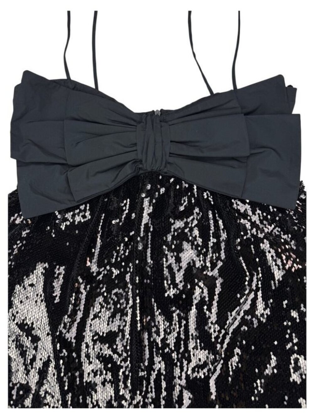 NWT ZARA Bow Sequin Mini Dress Size XS Black - Picture 9 of 13